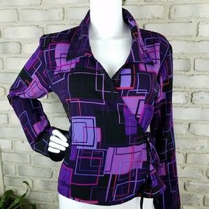 VINTAGE Hippie Boho Blouse Sze M/L Pink Purple